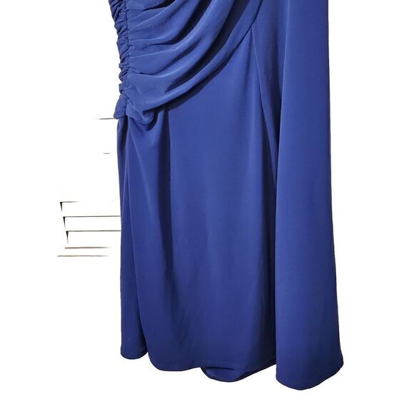Max and Cleo Dress Womens Size 10 Blue One Shoulder Rouched Embellished Party - Picture 6 of 6